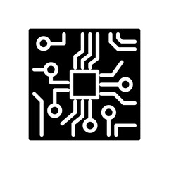 glyph style icon of circuit board isolated on white background. EPS 10