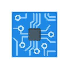 flat style icon of circuit board isolated on white background. EPS 10