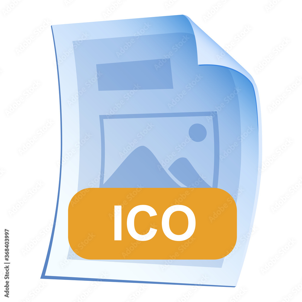 Sticker image file format or file extension ico icon for interface applications and websites and software de