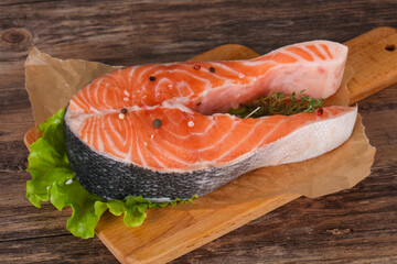 Raw salmon steak - ready for grill