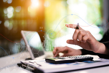 young woman using digital tablet in the office.