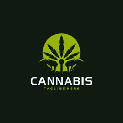 cannabis leaf logo design vector template