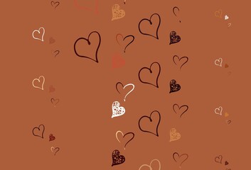 Light Orange vector backdrop with sweet hearts.