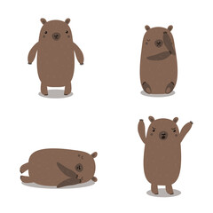 brown bear, collection of cartoon characters. vector.