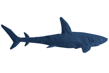 Obraz premium Low poly blue shark. 3D. Side view. Vector illustration