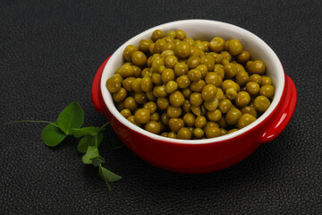 Canned Green peas in the bowl
