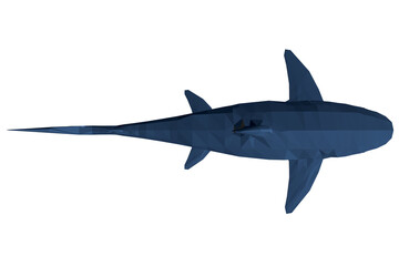 Low poly blue shark. 3D. View from above. Vector illustration