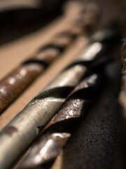 Close up of old drill bits