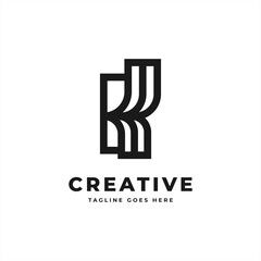 Initial letter K monogram logo, black color on white background