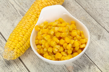 Young corn seeds in the bowl