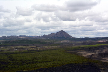 Fototapeta premium Black cone-shaped crater of the extinct volcano Nverfjall in Iceland