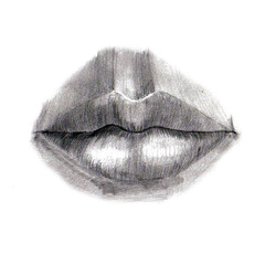 Simple pencil drawing of human lips.