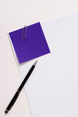 Blank paper memo with clip on white background
