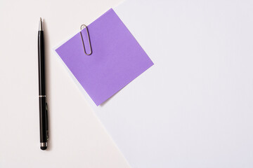 Blank paper memo with clip on white background
