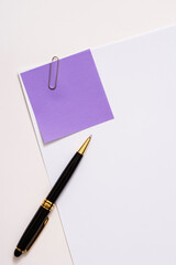 Blank paper memo with clip on white background
