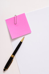 Blank paper memo with clip on white background
