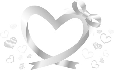 White Heart-shaped ribbon frame
