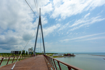 Fototapeta premium Modern Pedestrian Bridge in Anaklia resort, Georgia