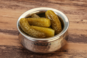 Pickled cucumbers in the plate