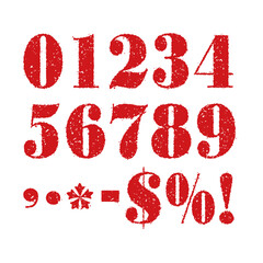 Grunge rubber stamp / imprint numbers illistration set (from 0 to 9 etc.)