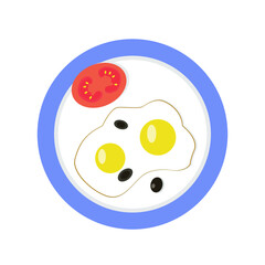 Plate with eggs and tomato