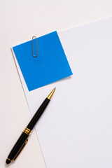 Blank paper memo with clip on white background
