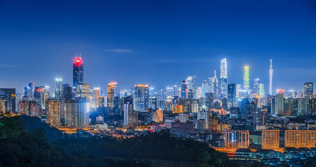 Fototapeta na wymiar Guangzhou skyline from Baiyun moutain top