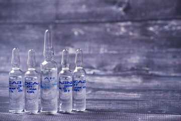 the medical ampoules with vaccine