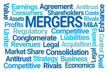 Mergers Word Cloud on White Background