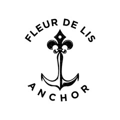 vintage retro element fleur de lis and anchor logo design © agung
