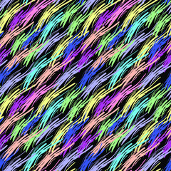 Abstract multi- colored lines on a black background, seamless pattern, texture for design, vector