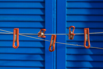 blue doors and windows in santorini greece
