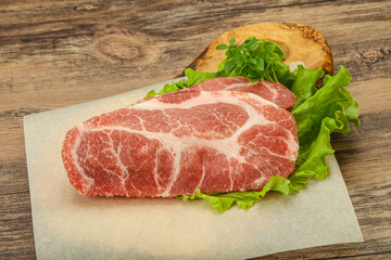 Raw pork meat neck steack