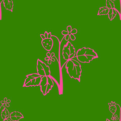pattern with strawberry for your summer design, simple cute decor elements
