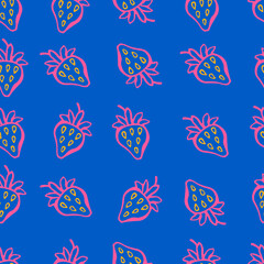 cute summer background with strawberries, design element