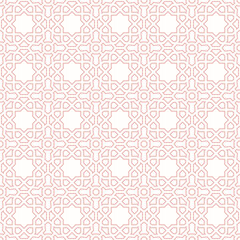 Fototapeta premium Seamless vector pink ornament in arabian style. Geometric abstract background. Pattern for wallpapers and backgrounds
