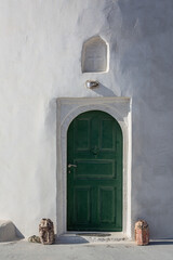 old style wooden doors and windows in greece santorini