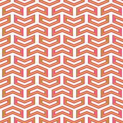 Geometric vector pattern with red and yellow arrows. Geometric modern ornament. Seamless abstract background