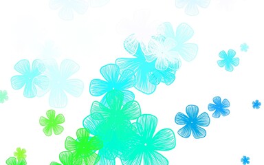 Light Blue, Green vector doodle background with flowers.