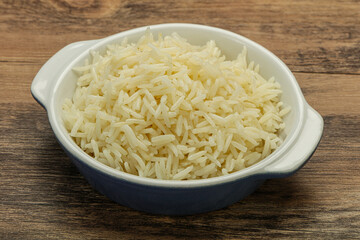 Steamed basmati rice in the bowl