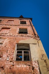 Broken old brick building