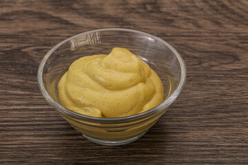 Dijon mustard sauce in the bowl