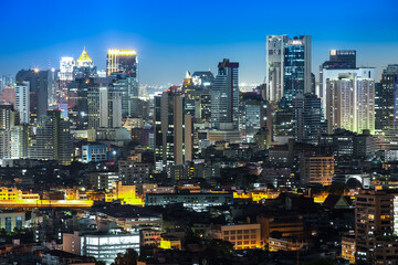 Bangkok Cityscape, Business district with high building at dusk