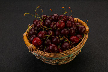 Sweet cherry in the basket