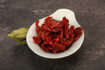 Dry tomato heap in the bowl