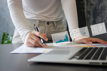 close up of a businesswoman working on a laptop