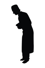 Standing muslim silhouette vector on white background