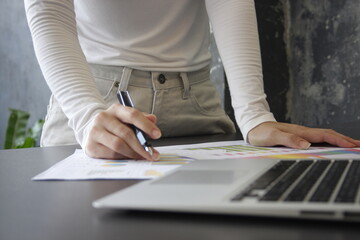 close up of a businesswoman working on a laptop