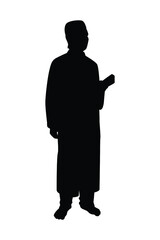 Standing muslim silhouette vector on white background