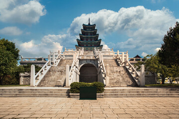 Gyeongbokgung Palace in Korea, The national folk museum is the famous landmark that well known for...